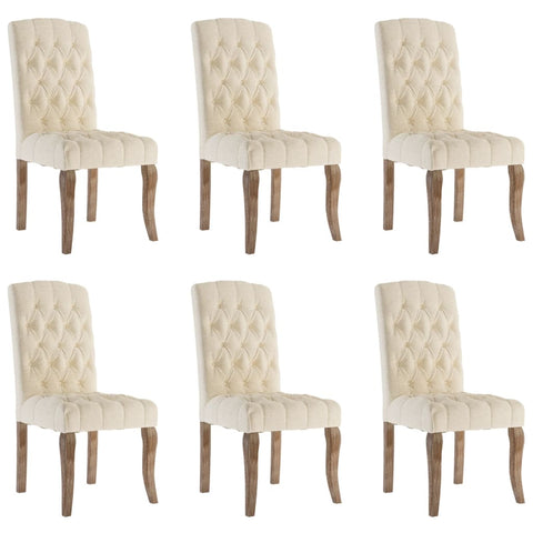 Dining Chairs 6 pcs Beige Linen-Look Fabric