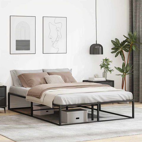 Bed Frame without Mattress Black Double Metal