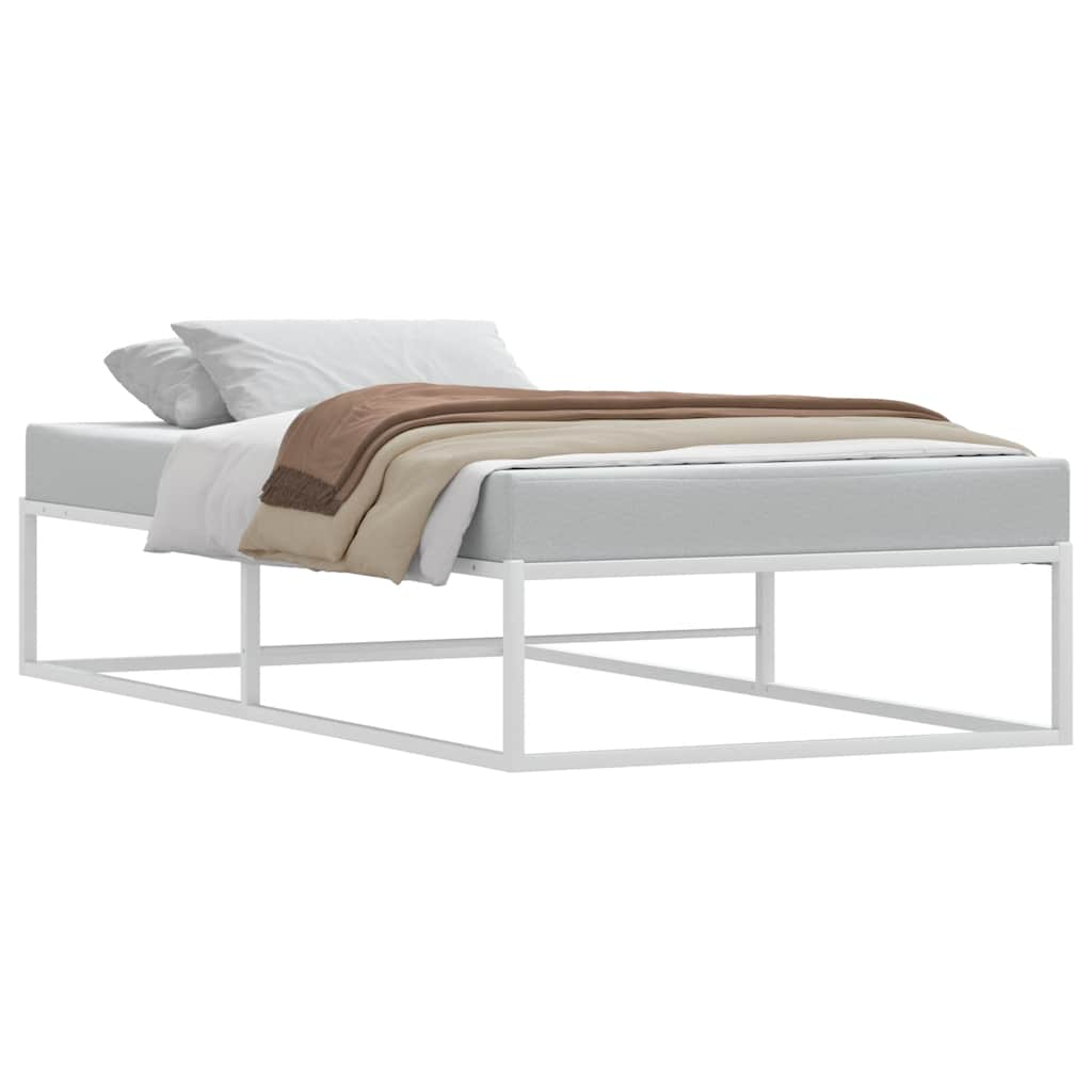 Bed Frame without Mattress White Single Metal