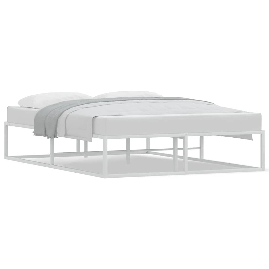 Bed Frame without Mattress White Double Metal