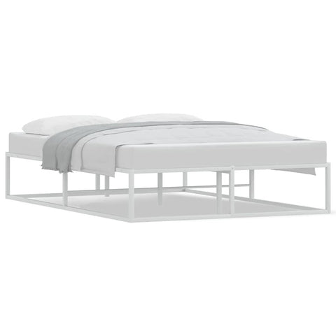 Bed Frame without Mattress White Double Metal