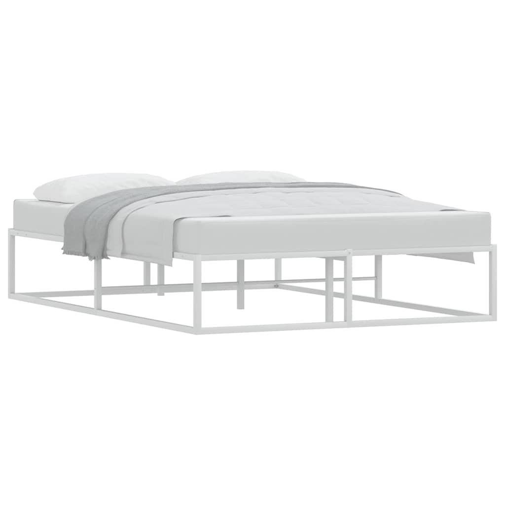 Bed Frame without Mattress White Double Metal