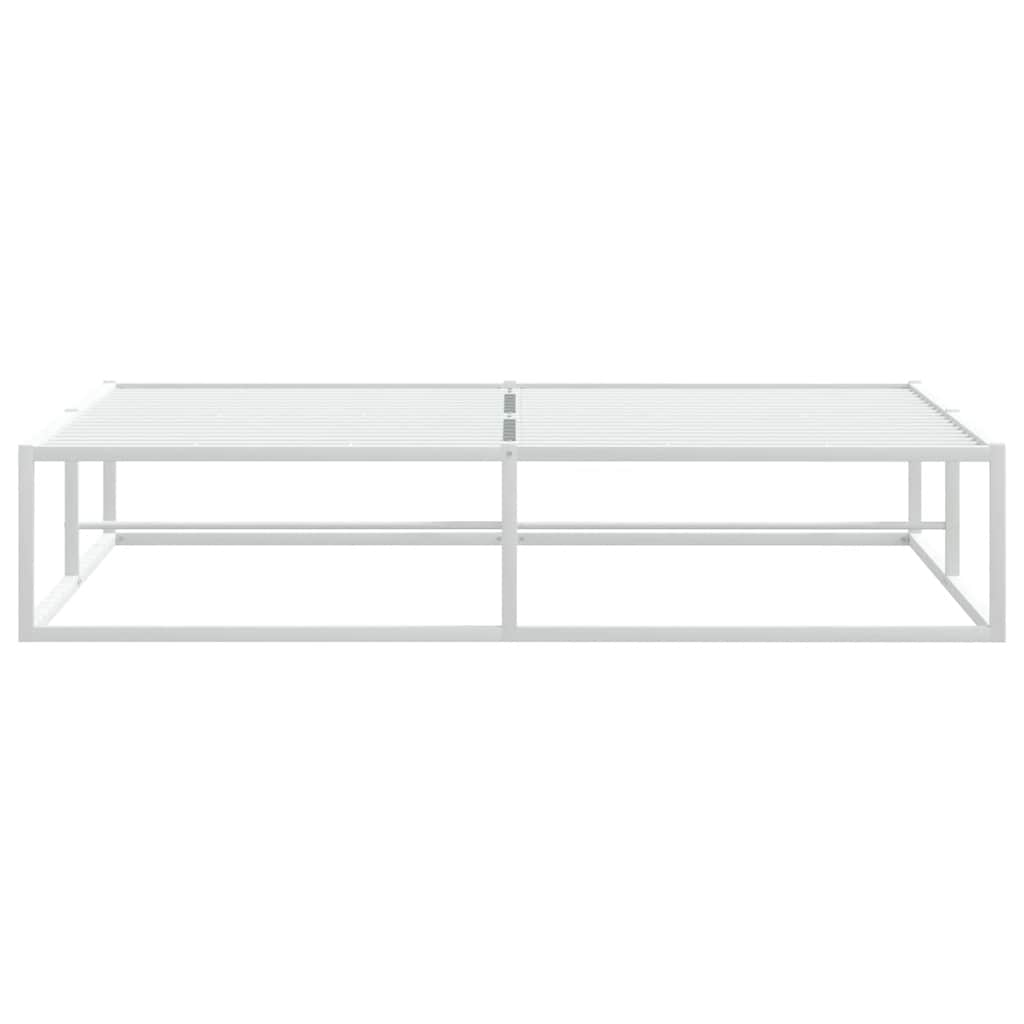 Bed Frame without Mattress White Queen Metal