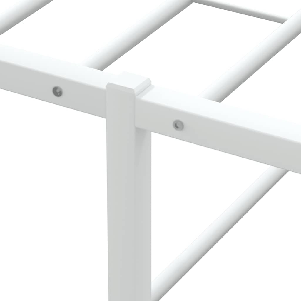 Bed Frame without Mattress White Queen Metal