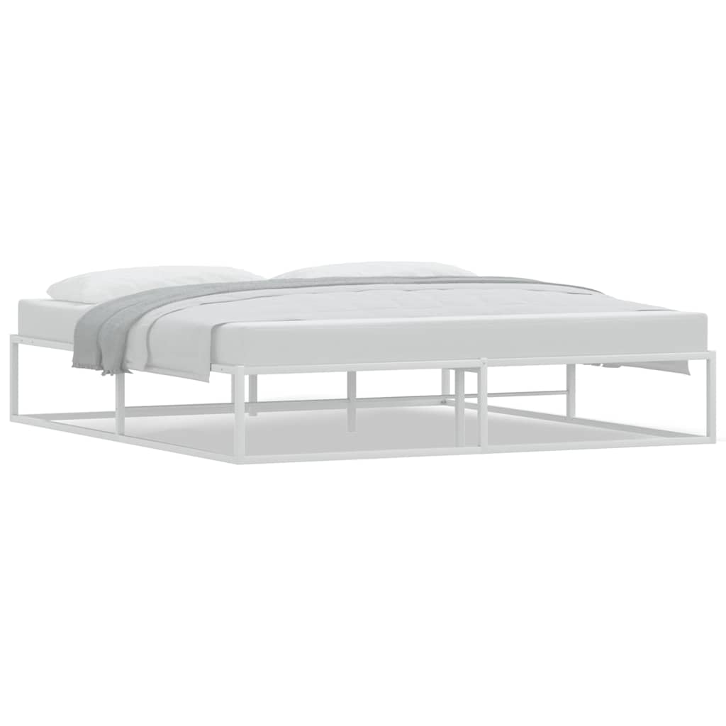 Bed Frame without Mattress White King Metal