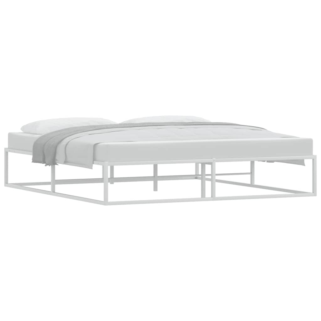 Bed Frame without Mattress White King Metal