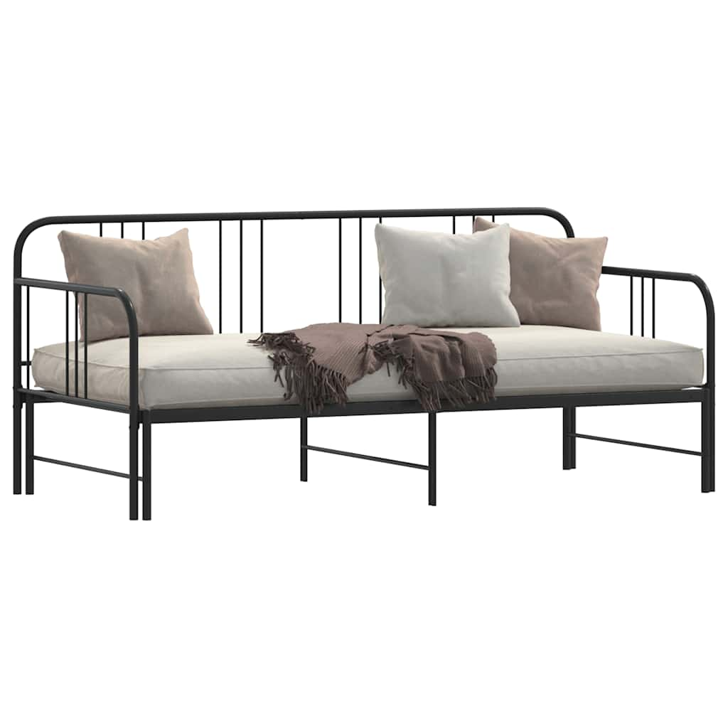 Daybed with Trundle without Mattress Black Single Metal