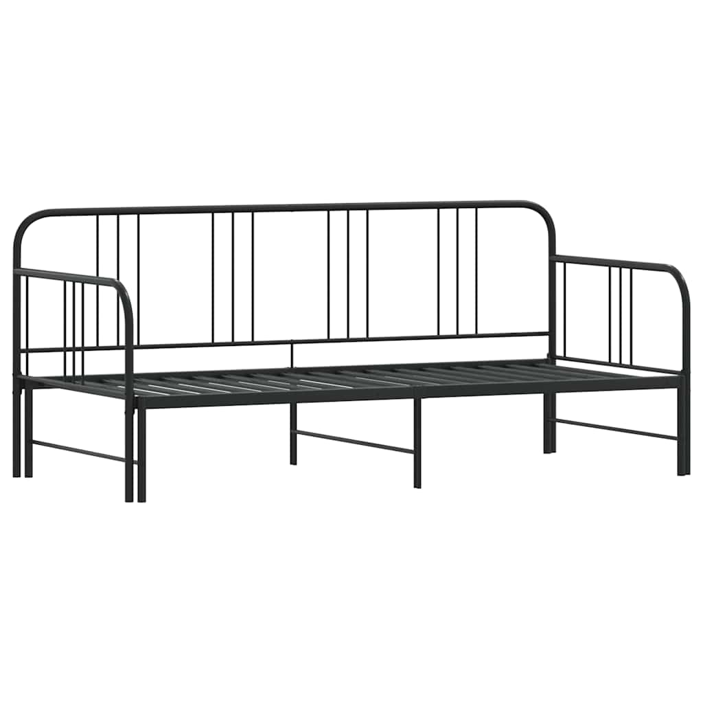 Daybed with Trundle without Mattress Black Single Metal