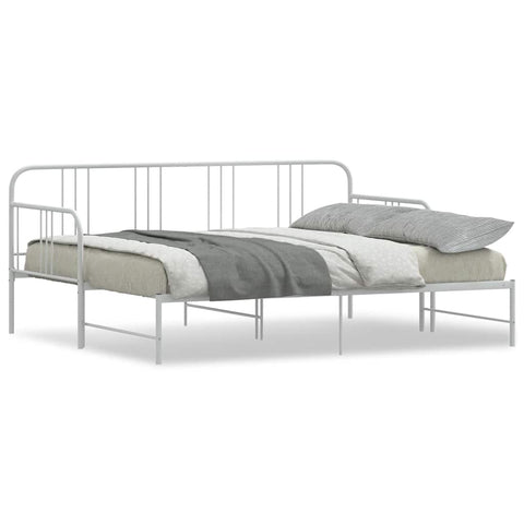 Daybed with Trundle without Mattress White Single Metal