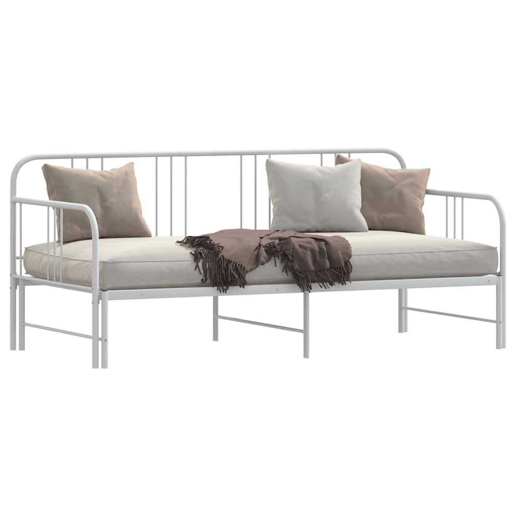 Daybed with Trundle without Mattress White Single Metal