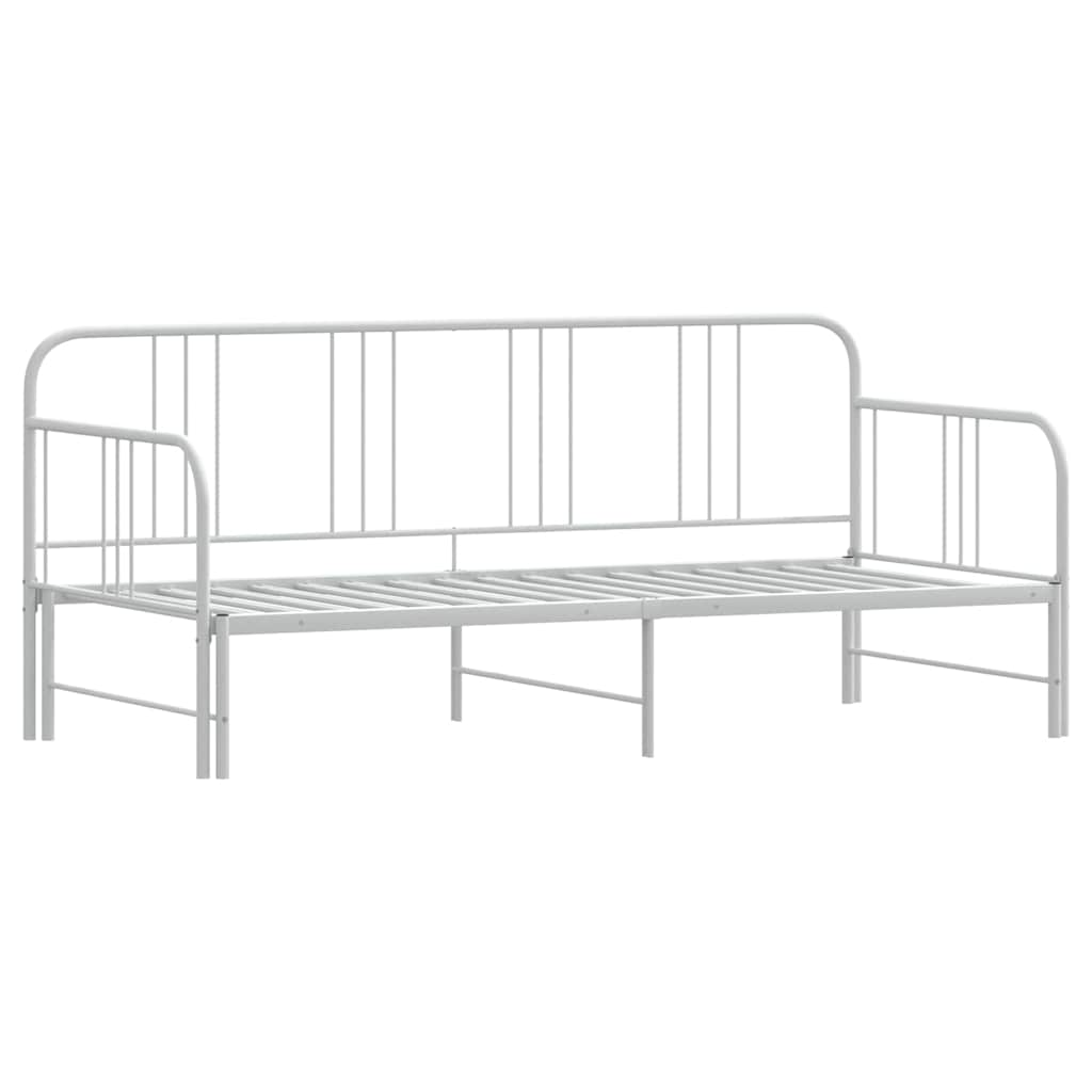 Daybed with Trundle without Mattress White Single Metal