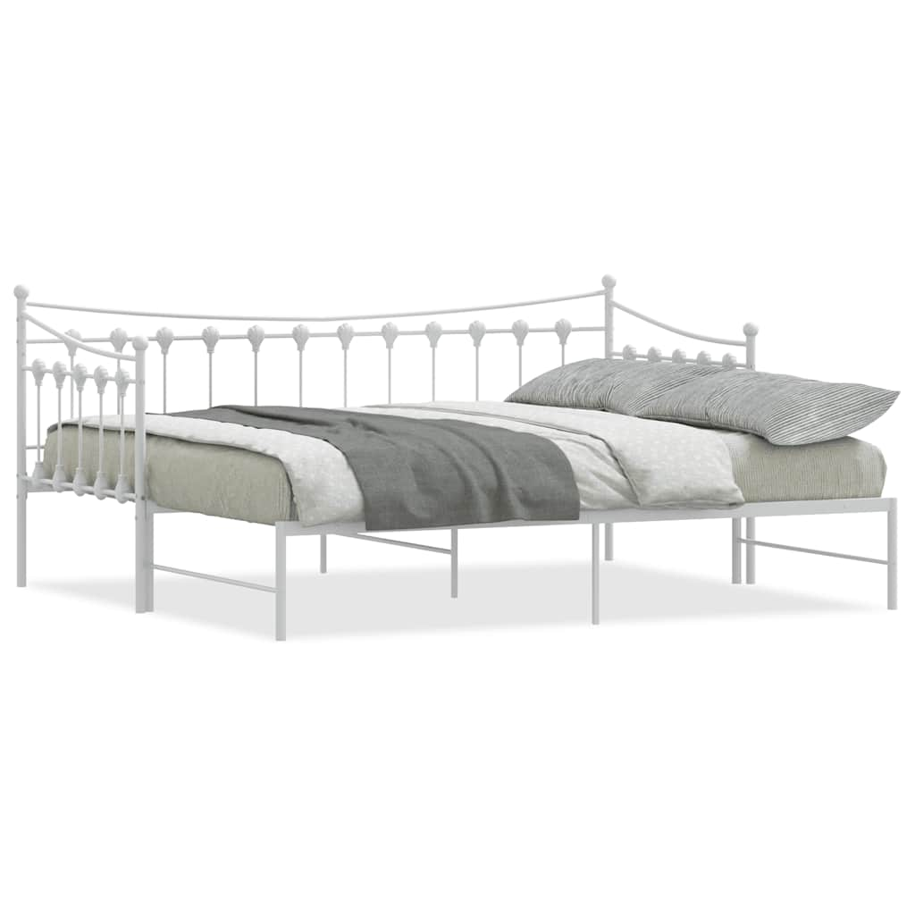 Daybed with Trundle without Mattress White Single - Metal