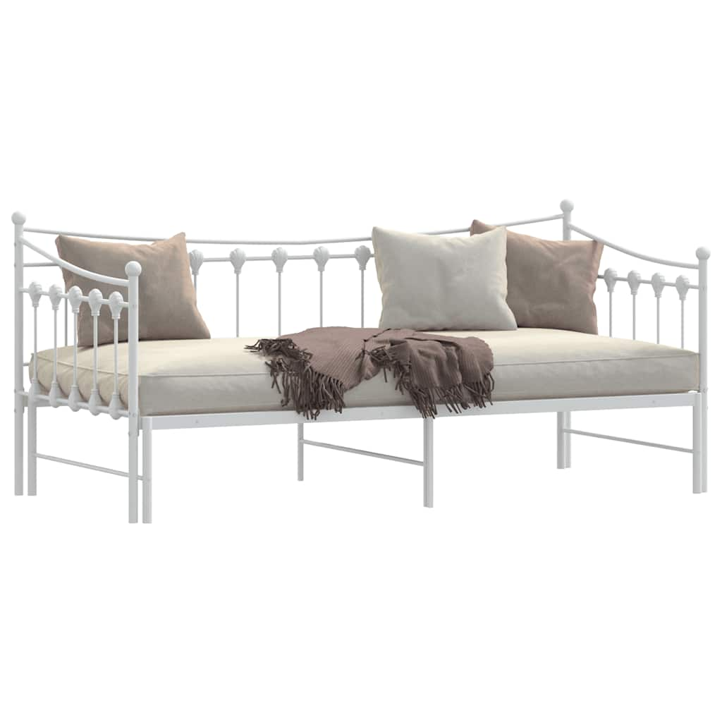 Daybed with Trundle without Mattress White Single - Metal