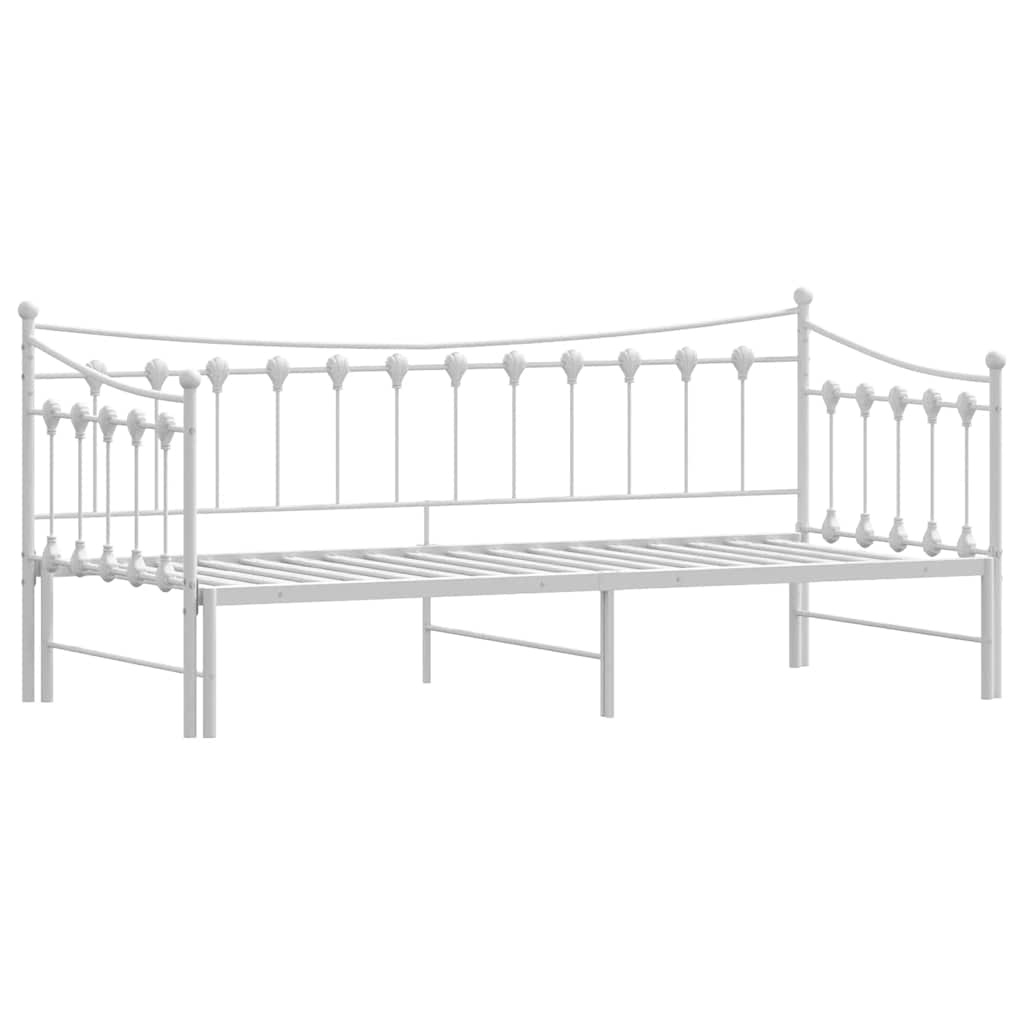 Daybed with Trundle without Mattress White Single - Metal