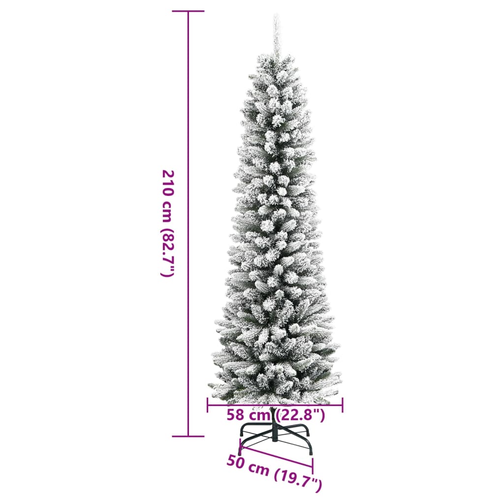 Elegance Artificial Slim Christmas Tree with Flocked Snow