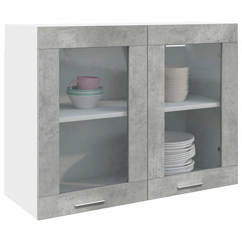 Hanging Glass Cabinet Concrete Grey - Sleek & Functional - Comfy & Chic