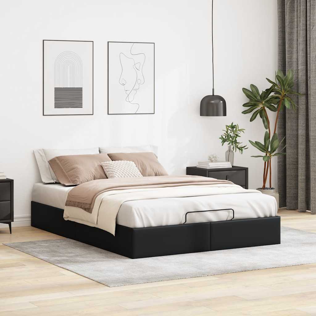 Ottoman Storage Bed Frame without Mattress Black Double