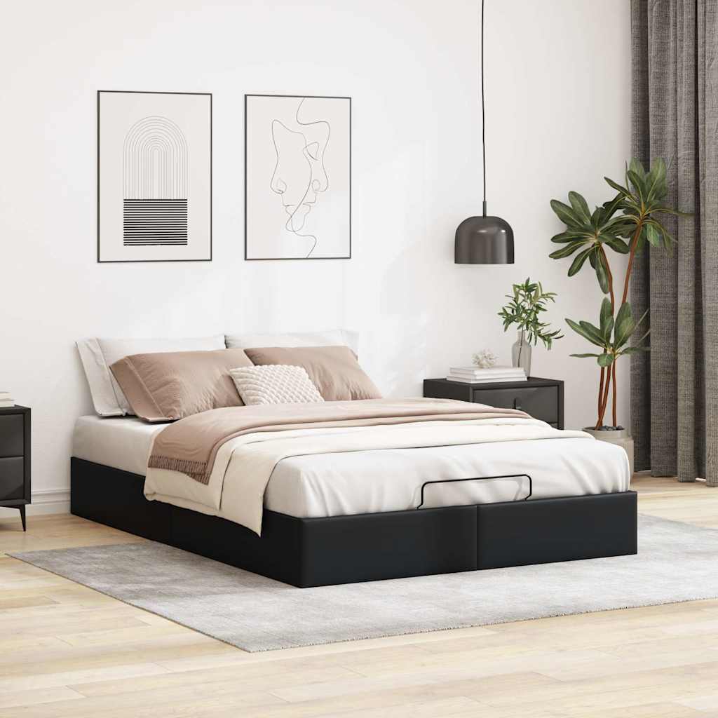 Ottoman Storage Bed Frame without Mattress Black Queen