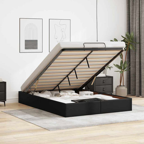 Ottoman Storage Bed Frame without Mattress Black Queen