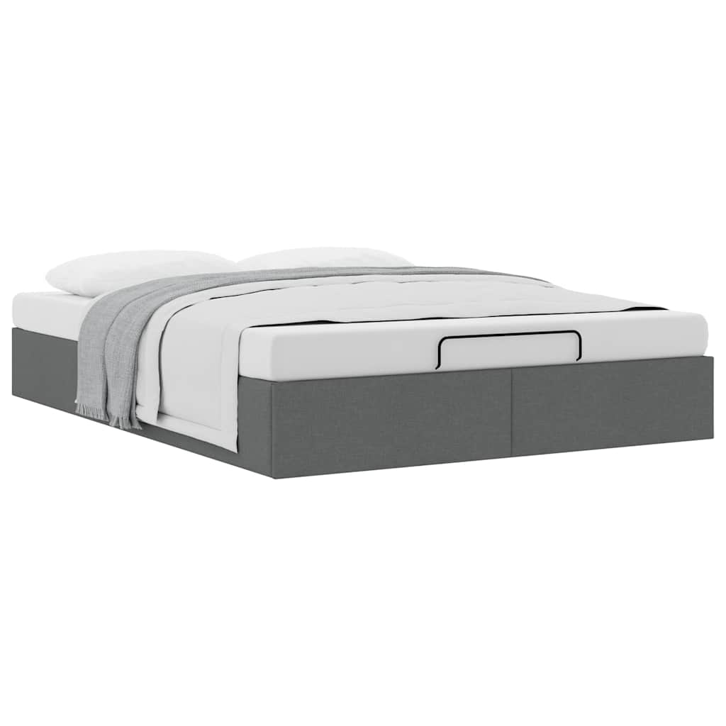 Ottoman Bed Frame without Mattress Dark Grey Double Fabric