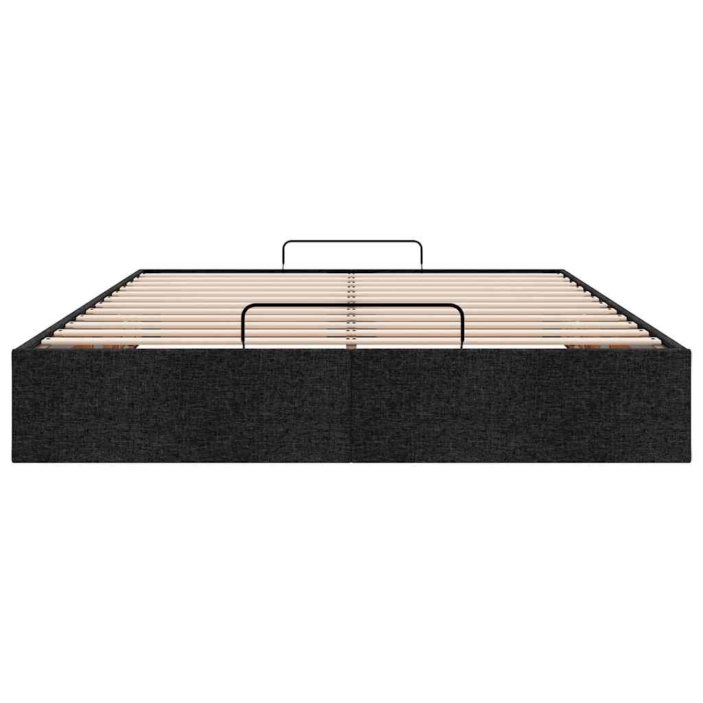 Ottoman Bed Frame without Mattress Black Double Fabric