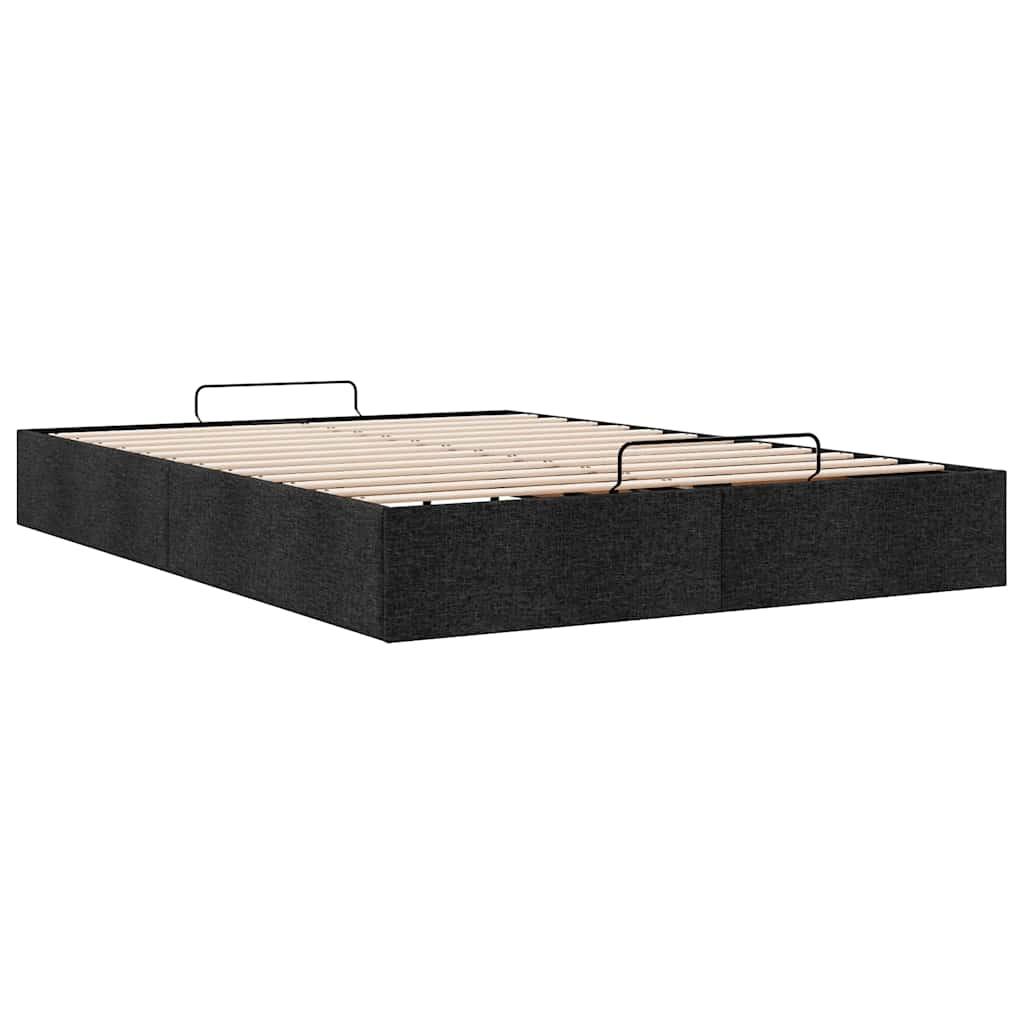 Ottoman Bed Frame without Mattress Black Queen Fabric