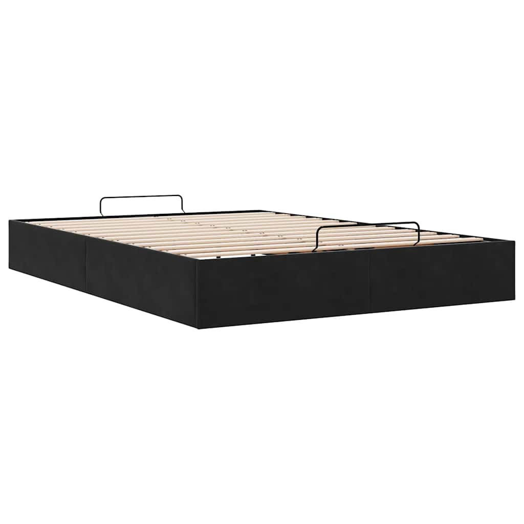 Ottoman Bed Frame No Mattress Black Double Velvet