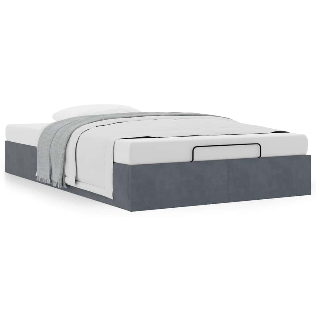 Ottoman Bed Frame No Mattress Dark Grey King Single Velvet