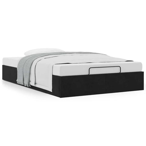 Ottoman Bed Frame No Mattress Black King Single Velvet