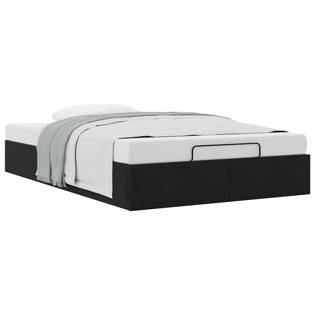 Ottoman Bed Frame No Mattress Black King Single Velvet