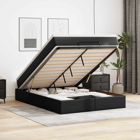 Ottoman Bed with Mattress Black Queen