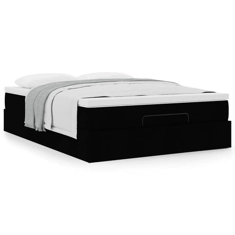 Ottoman Bed with Mattress Black Double Fabric