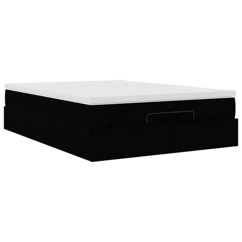 Ottoman Bed with Mattress Black Queen Fabric