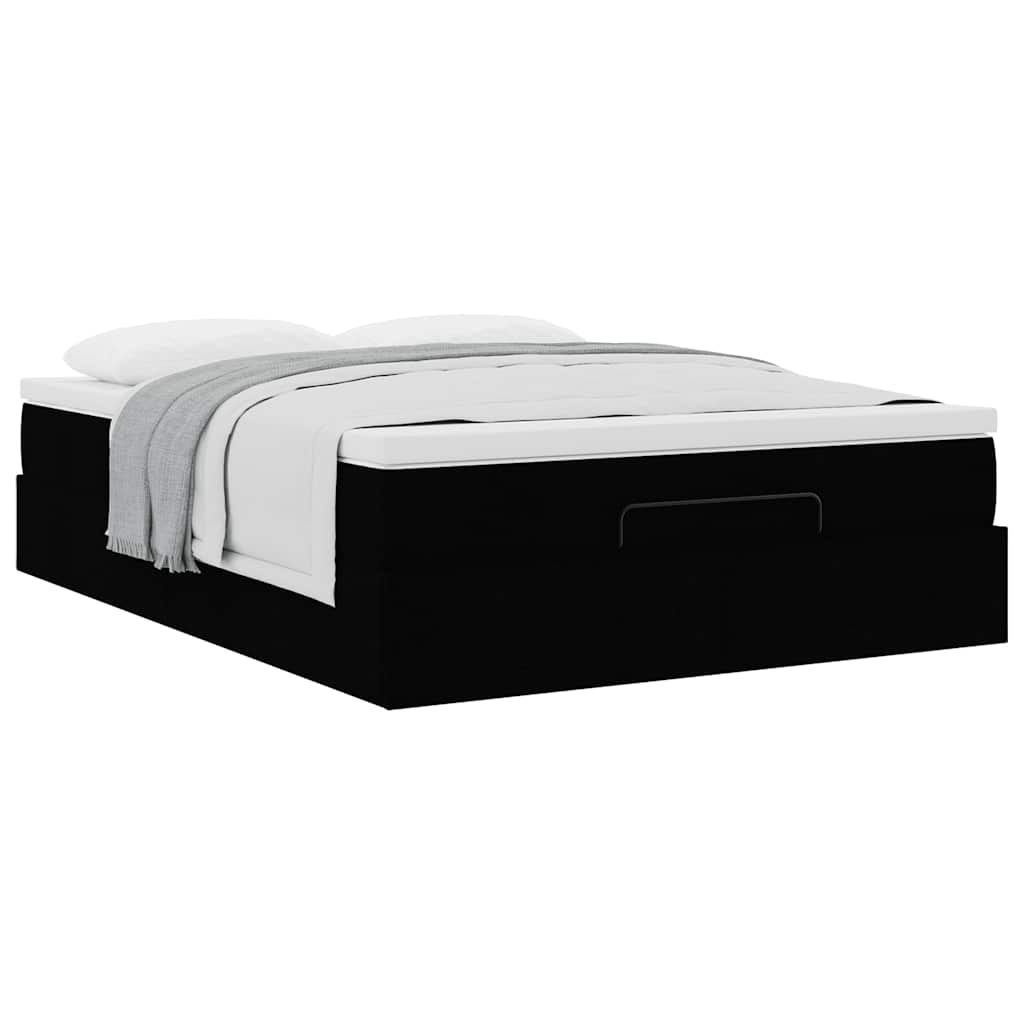 Ottoman Bed with Mattress Black Queen Fabric