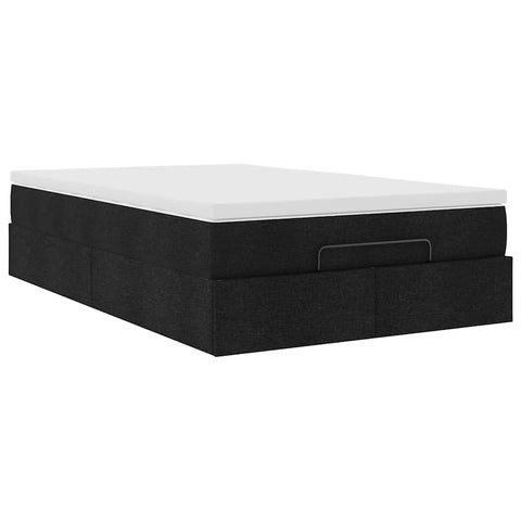 Ottoman Bed with Mattress Black King Single Fabric