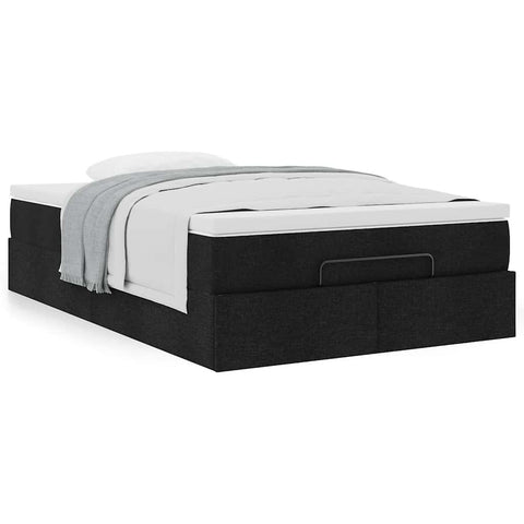 Ottoman Bed with Mattress Black King Single Fabric