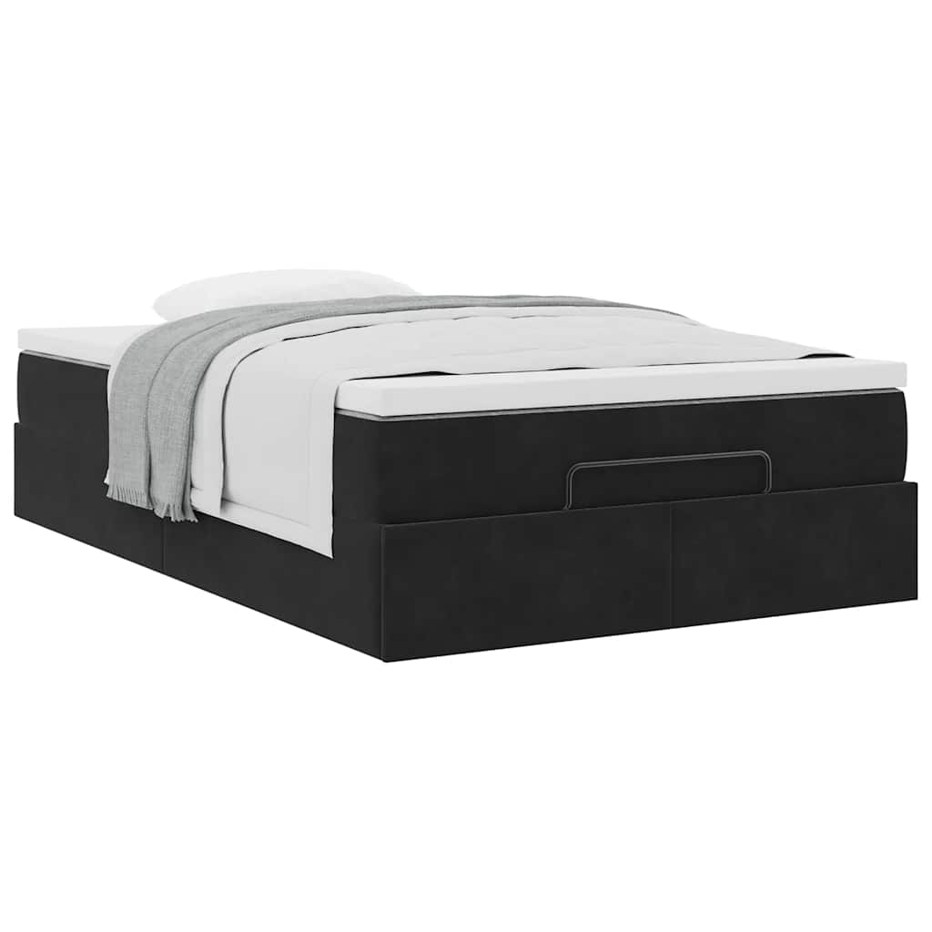 Ottoman Bed with Mattress Black King Single Velvet