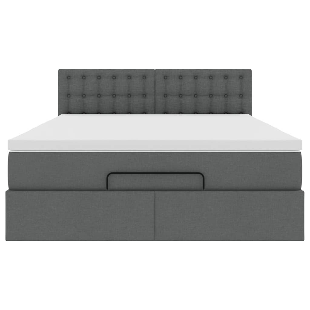 Ottoman Bed with Mattress Dark Grey Double - Fabric