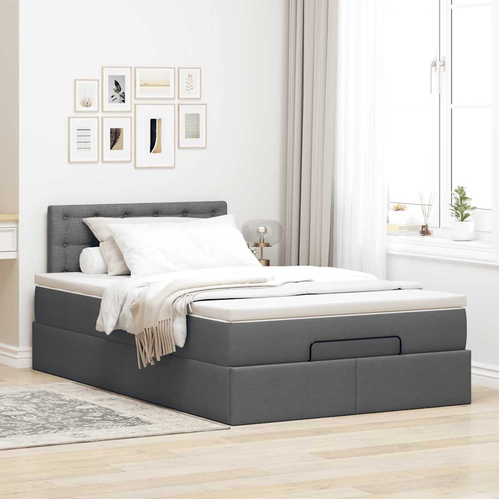 Ottoman Bed with Mattress King Single Fabric