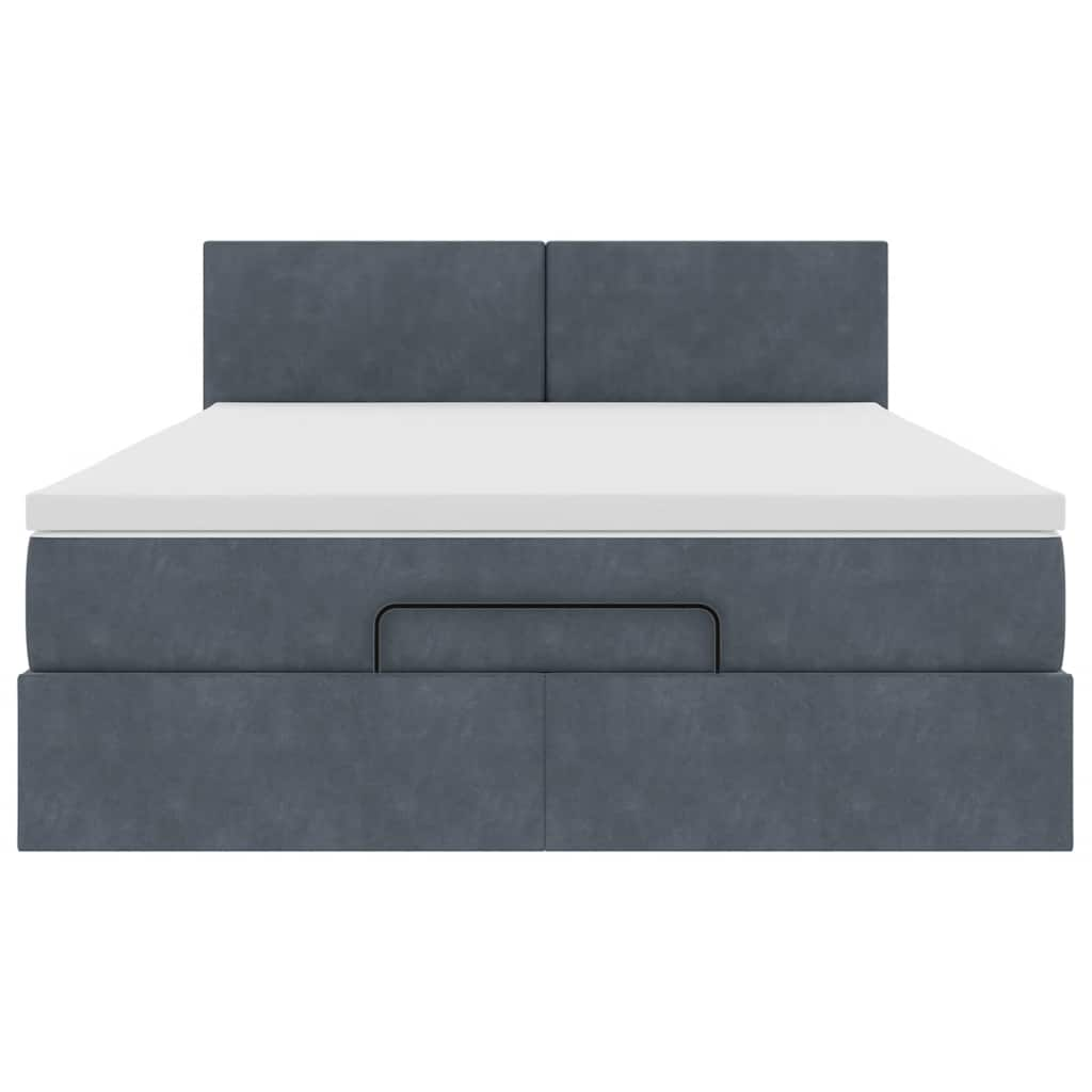 Ottoman Bed with Mattress Dark Grey Double - Velvet