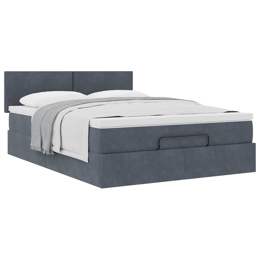 Ottoman Bed with Mattress Dark Grey Double Velvet