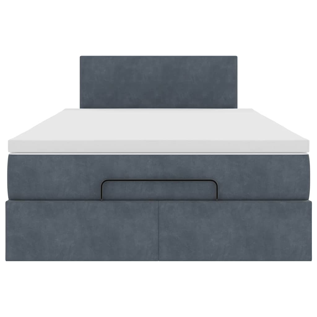 Ottoman Bed with Mattress Dark Grey King Single Velvet