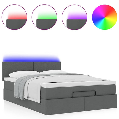 Ottoman Bed with Mattress & LEDs Double Fabric