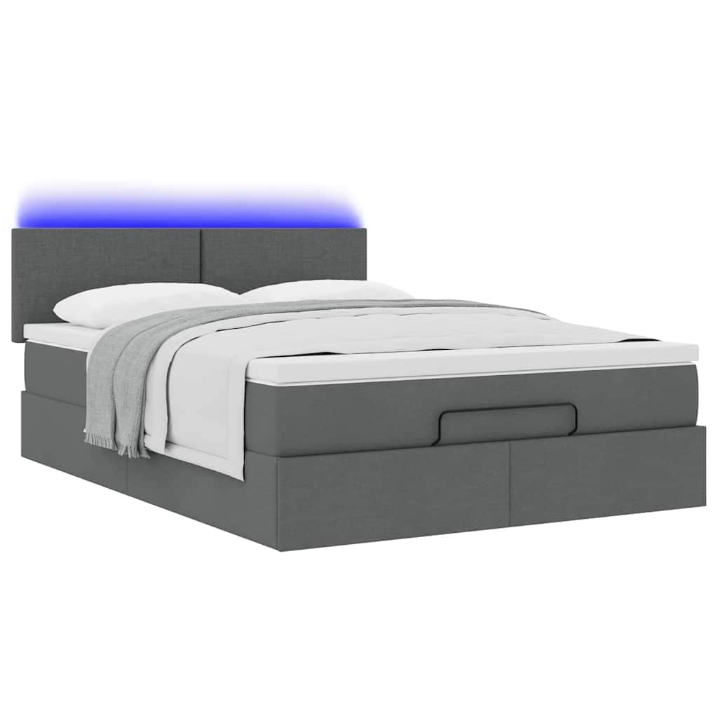 Ottoman Bed with Mattress & LEDs Double Fabric