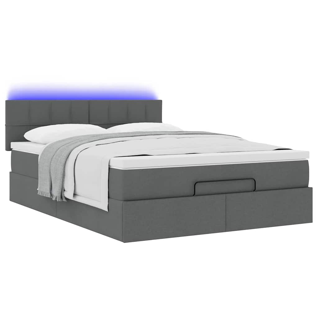 Ottoman Bed with Mattress & LEDs Double Fabric