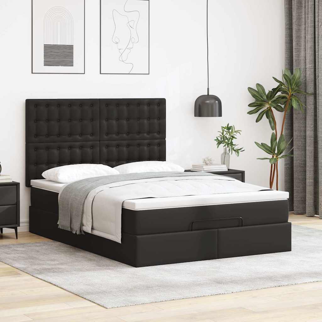 Ottoman Bed with Mattress Black Double