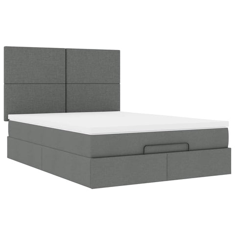 Ottoman Bed with Mattress Dark Grey Queen - Fabric