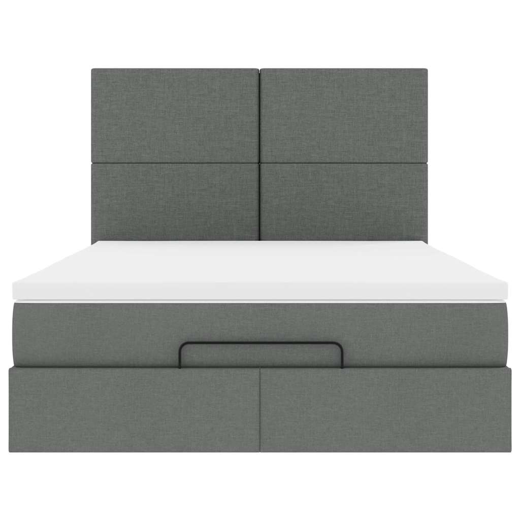 Ottoman Bed with Mattress Dark Grey Queen - Fabric