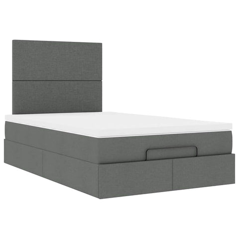 Ottoman Bed with Mattress Dark Grey King Single - Fabric