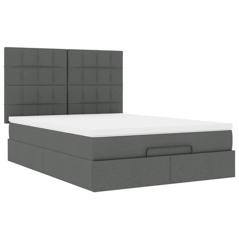 Ottoman Bed with Mattress Dark Grey - Queen Fabric